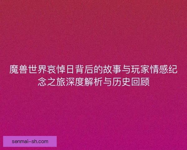 魔兽世界哀悼日背后的故事与玩家情感纪念之旅深度解析与历史回顾