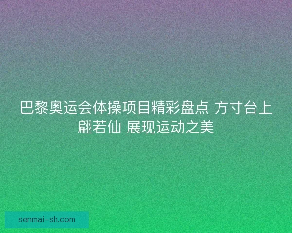 巴黎奥运会体操项目精彩盘点 方寸台上翩若仙 展现运动之美