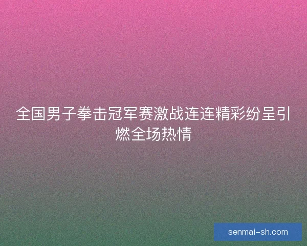 全国男子拳击冠军赛激战连连精彩纷呈引燃全场热情
