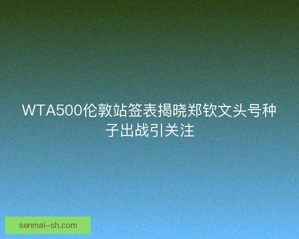 WTA500伦敦站签表揭晓郑钦文头号种子出战引关注