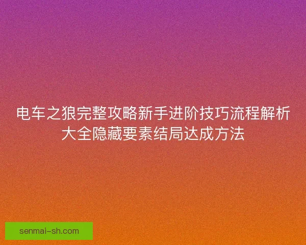 电车之狼完整攻略新手进阶技巧流程解析大全隐藏要素结局达成方法